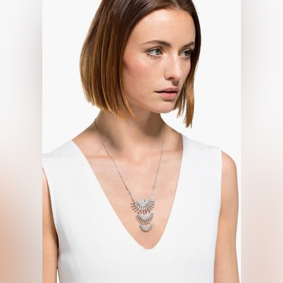Swarovski Jewelry - Authentic Swarovski Silver Layered Diamond Crystal Necklace. Long Adjustable.